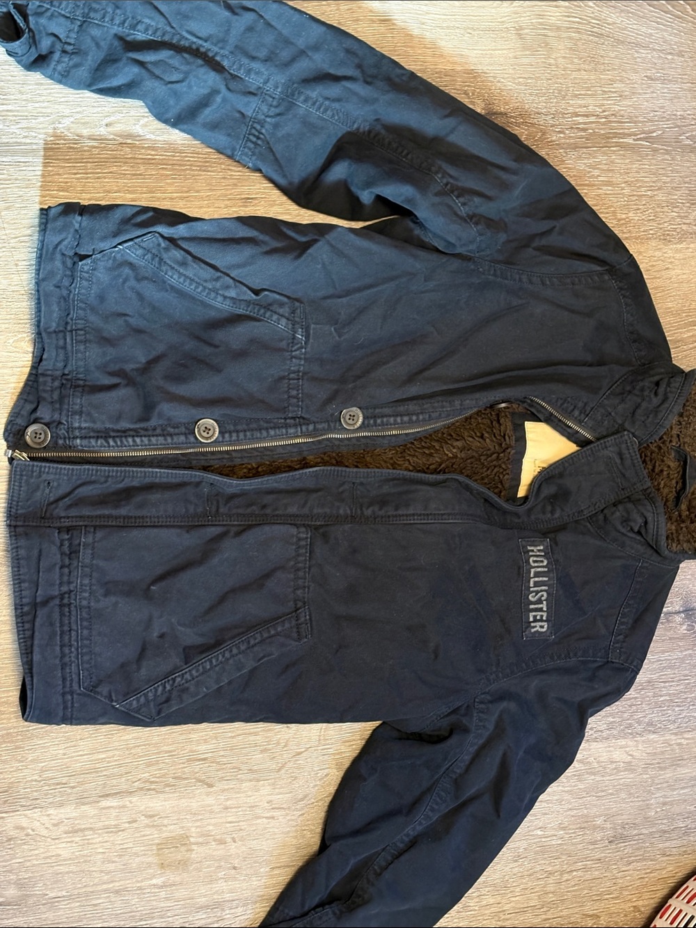 Hollister Men's Dark Navy Sherpa-Lined Field Jacket